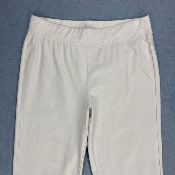 Eileen Fisher Stretch Crepe Ankle Pants Tan Classic Casual Office Career Pull On - Picture 2 of 11